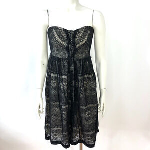Moulinette Soeurs 4 Strapless Button Above Knee Mini? Dress Lace Black MINT